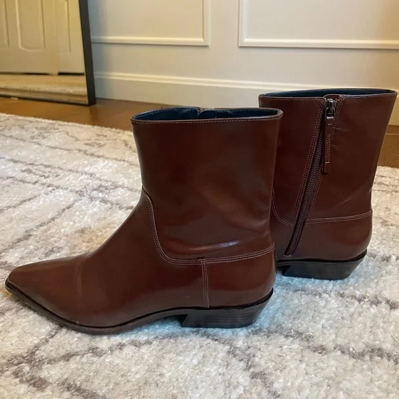 Reformation Dominique Leather Ankle Boots in syrup leather - Picture 9 of 11